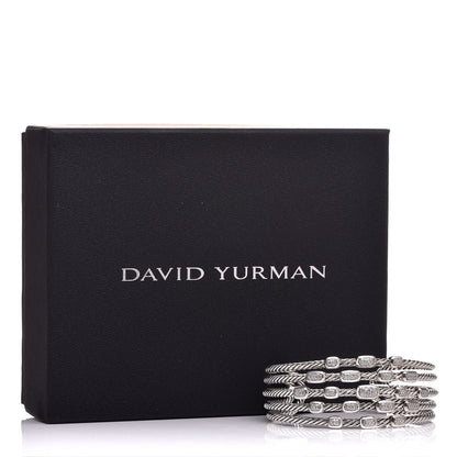 David Yurman Sterling Silver Diamond Five Row Confetti Cuff Bracelet 5 of 5