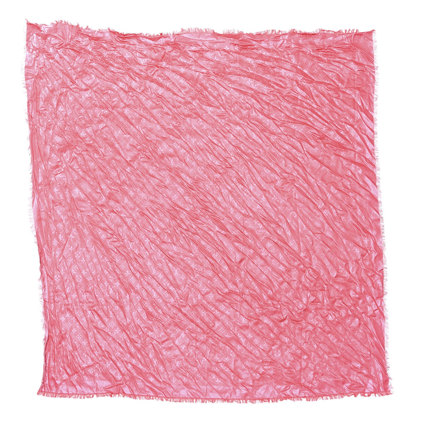 Silk Wool Monogram Voile Shawl Corail