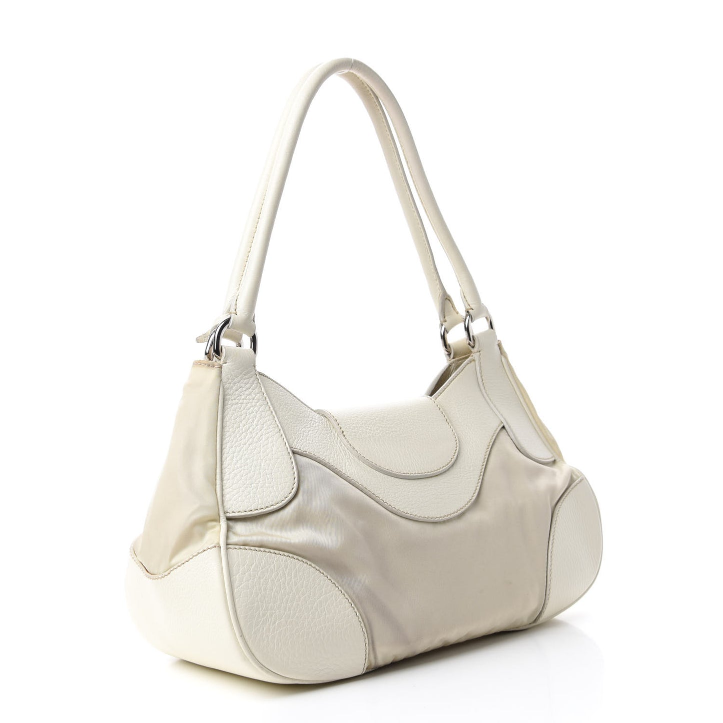 Nylon Tessuto Vitello Daino Pushlock Tote Lavanda Bianco