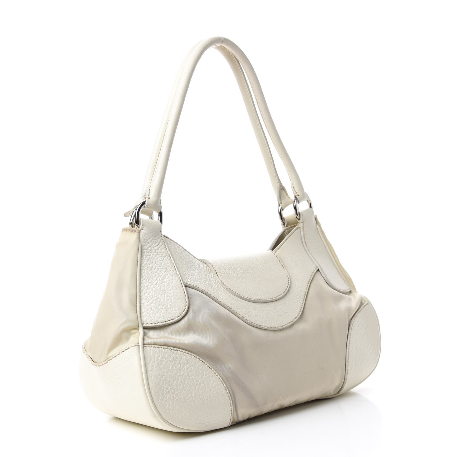 Prada Nylon Tessuto Vitello Daino Pushlock Tote Lavanda Bianco 3 of 13