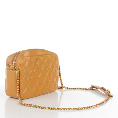 Chanel Lambskin Quilted Small Diamond CC Camera Case Dark Beige 3 of 7