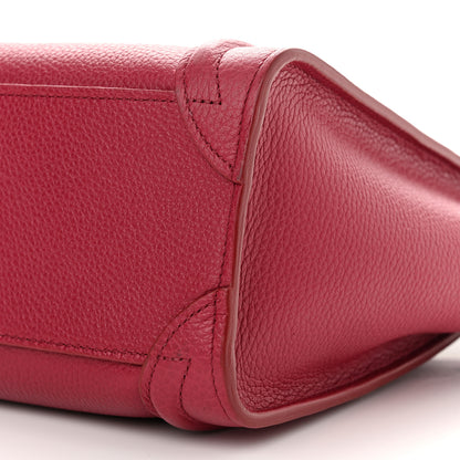 Celine Drummed Calfskin Nano Luggage Rasberry 11 of 11