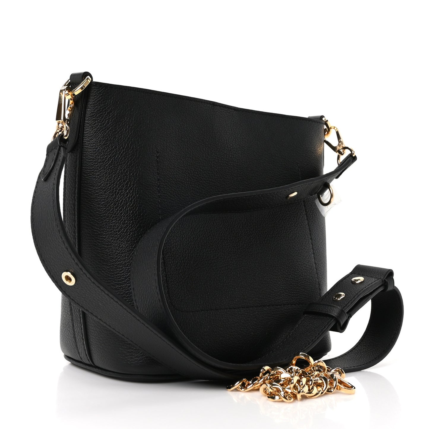 Calfskin Lock and Walk Bucket Black