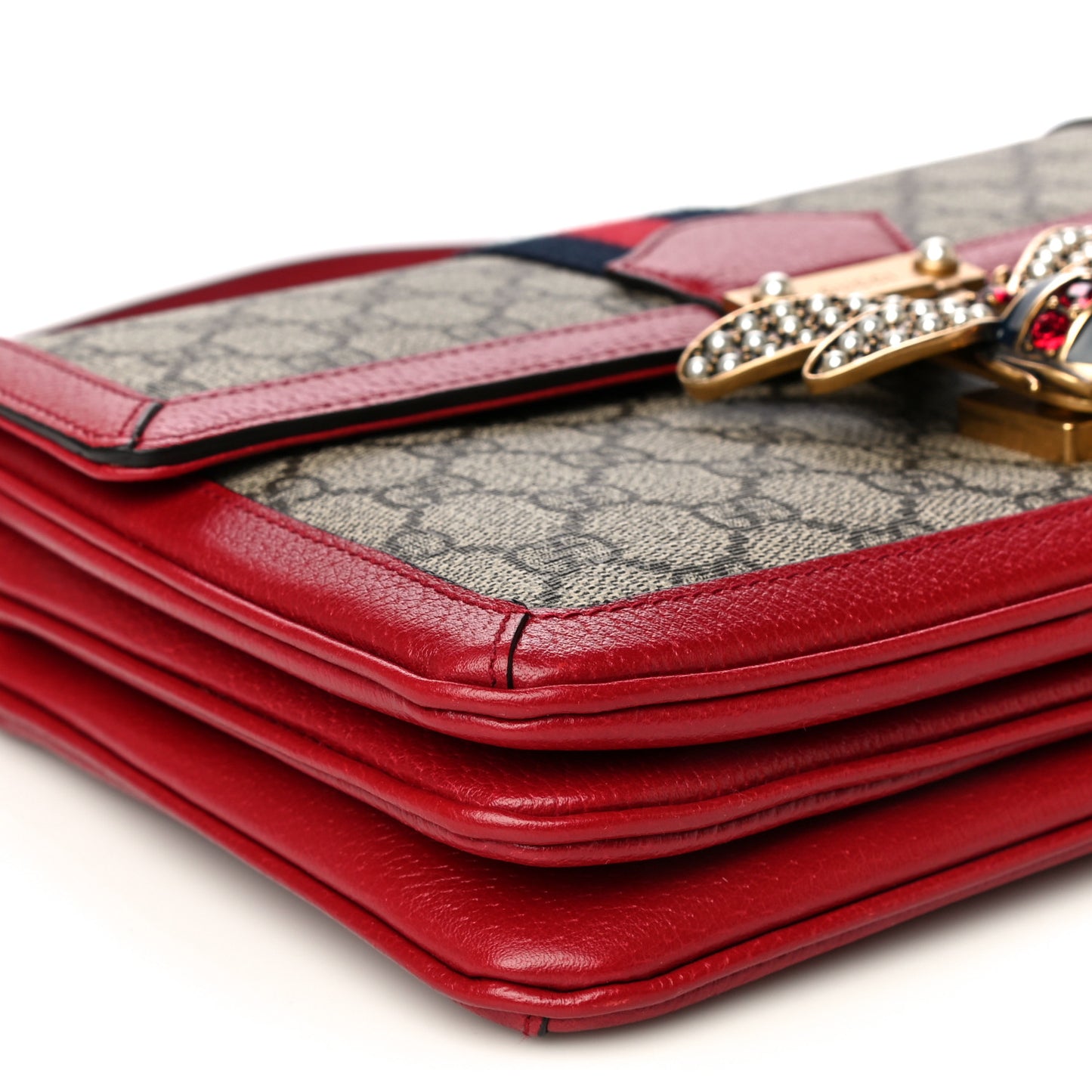 GG Supreme Monogram Medium Queen Margaret Shoulder Bag Red
