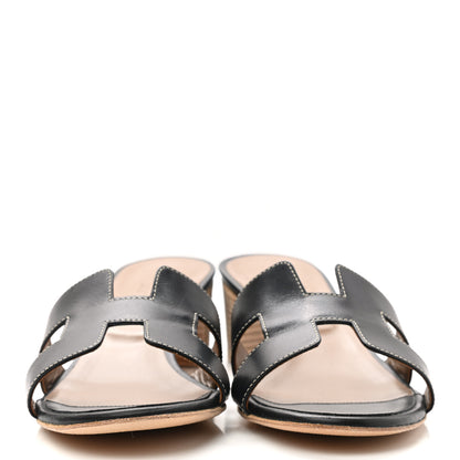 Hermes Calfskin Oasis Sandals 39.5 Black 2 of 10