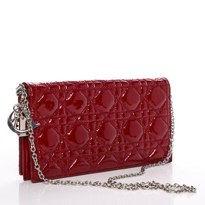 Christian Dior Patent Cannage Lady Dior Convertible Clutch Red 3 of 11