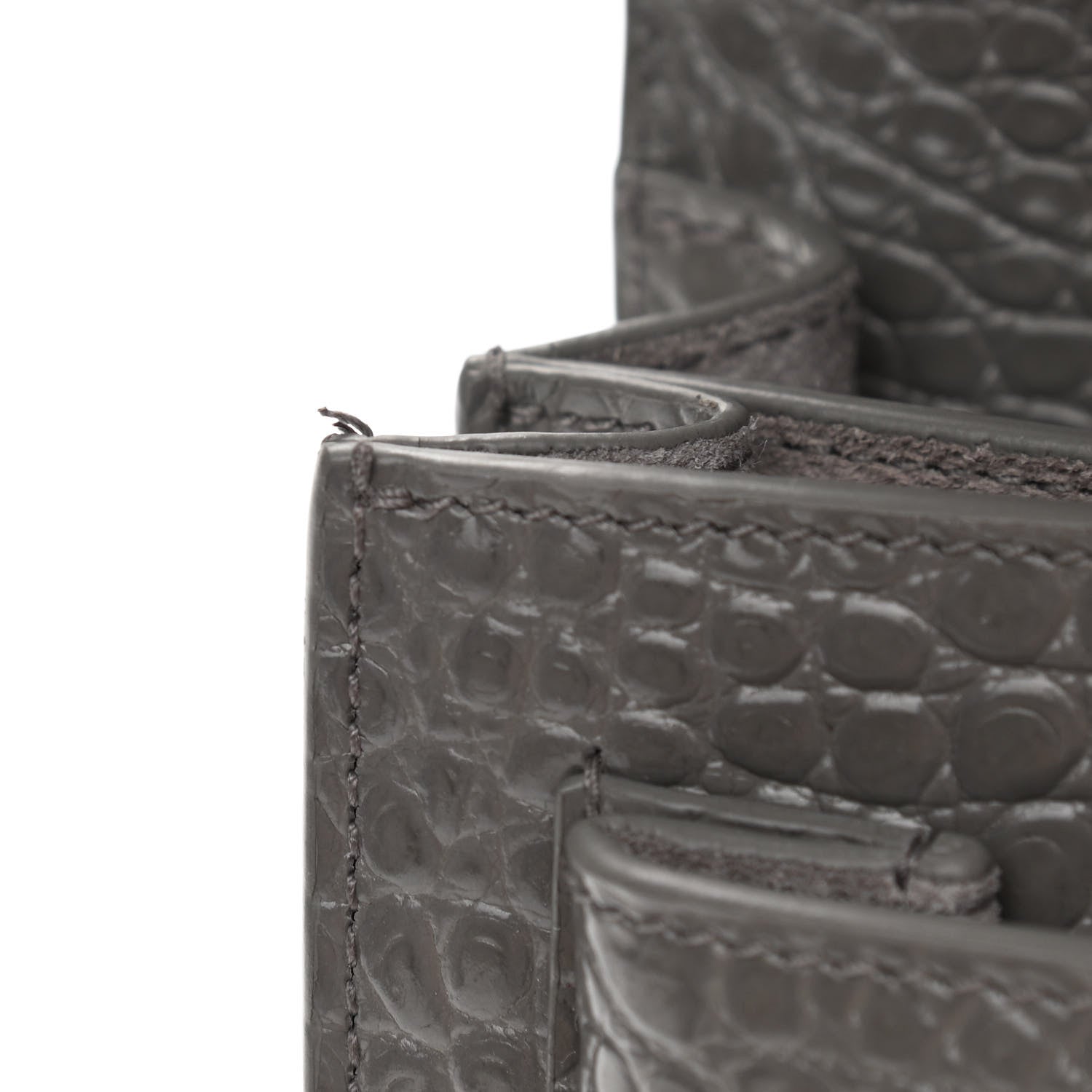Saint Laurent Calfskin Crocodile Embossed Medium Monogram Sunset Fog 11 of 11