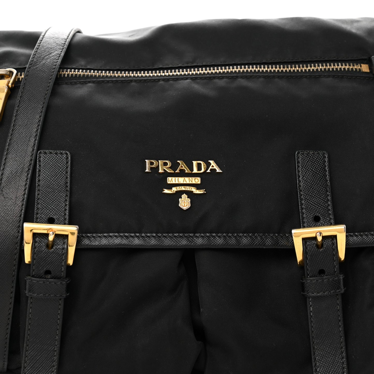 Tessuto Nylon Saffiano Messenger Bag Black