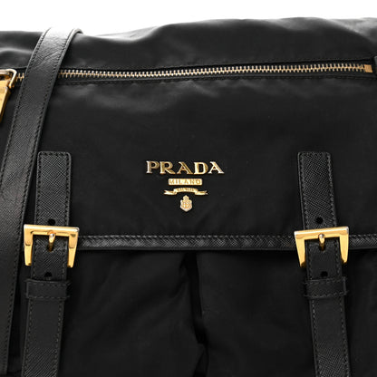 Prada Tessuto Nylon Saffiano Messenger Bag Black 6 of 20