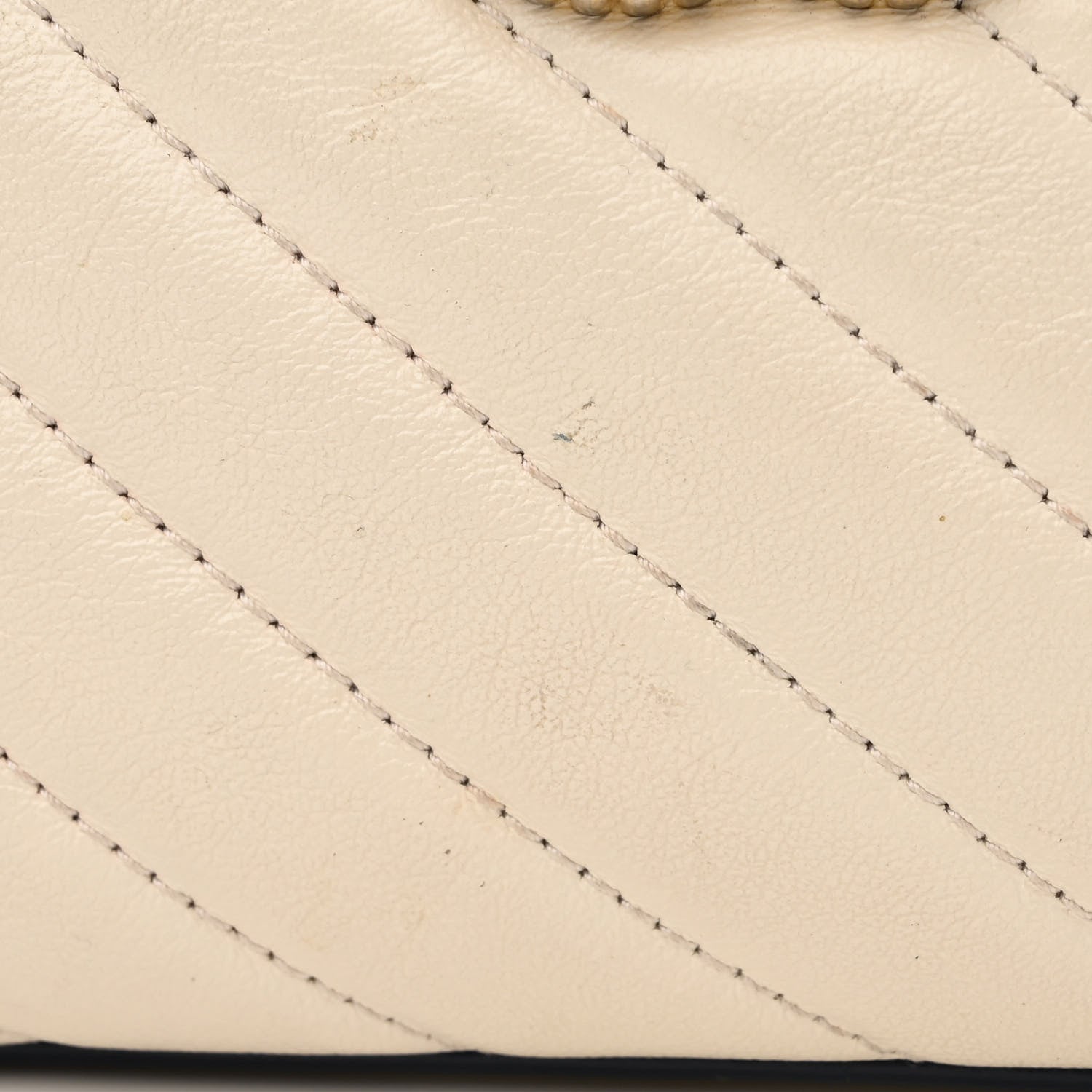 Gucci Vintage Effect Calfskin Matelasse Diagonal Small Torchon GG Marmont Chain Shoulder Bag Mystic White Blue Agata 12 of 20