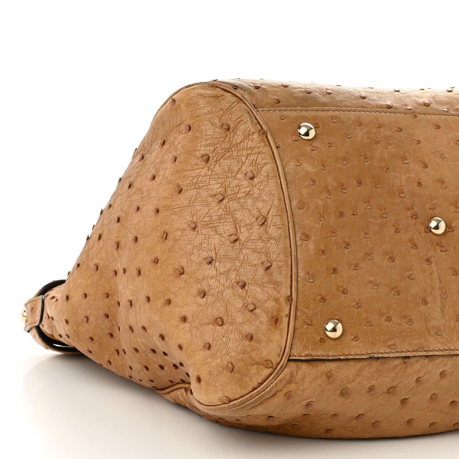 Gucci Ostrich Medium Bamboo Buckle Tote Tan 10 of 11