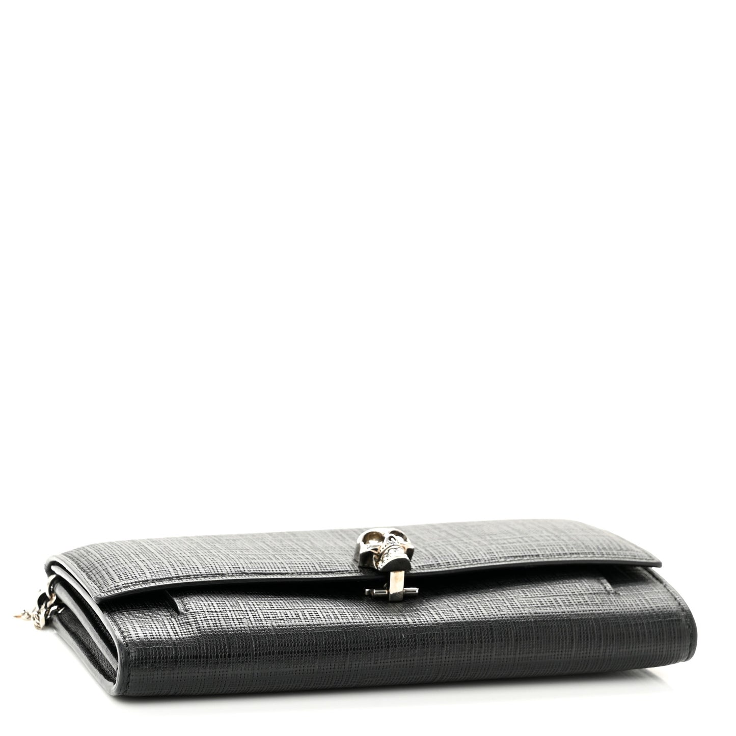 Calfskin Skull Wallet on Chain Black