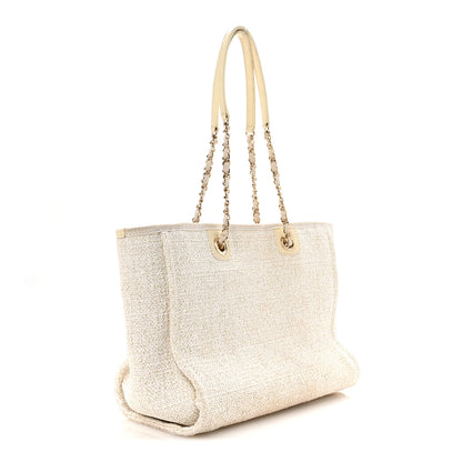 Chanel Lurex Boucle Small Deauville Tote Ivory 3 of 16