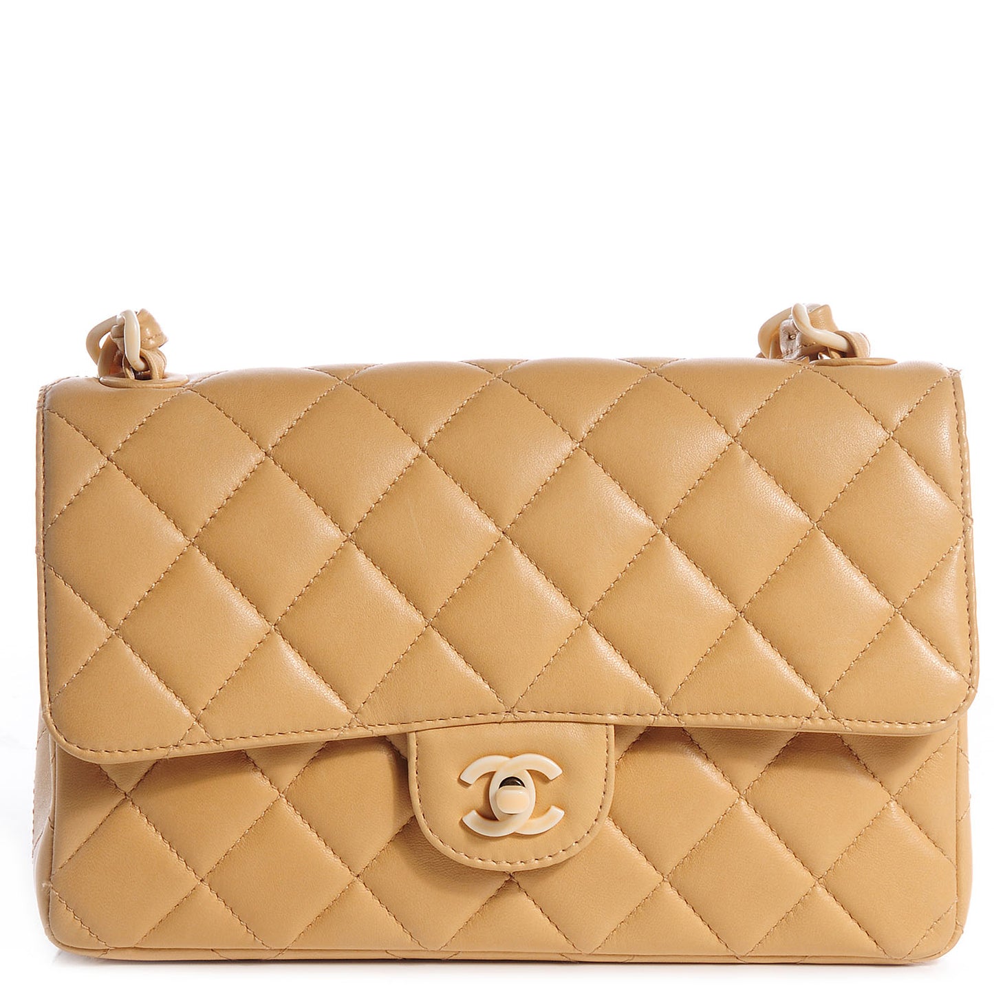 Lambskin Bekko Resin Medium Single Flap Beige