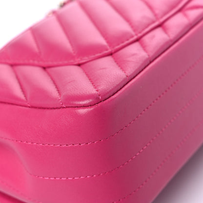 Chanel Lambskin Chevron Quilted Mini Rectangular Flap Dark Pink 10 of 13