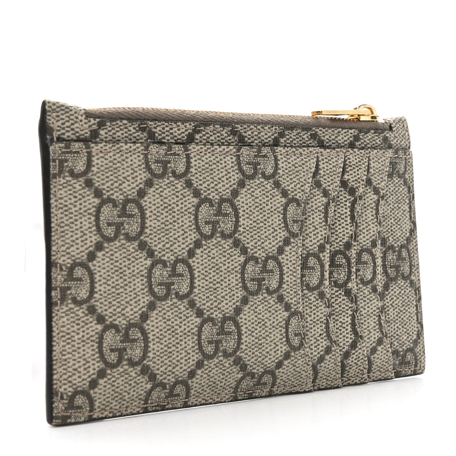 Gucci X BALENCIAGA GG Supreme Monogram Zip Card Case Beige Ebony