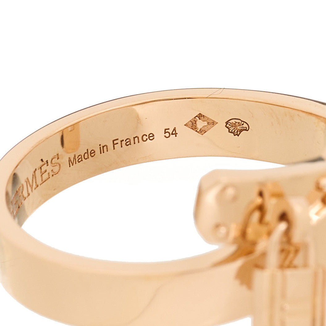 Hermes 18K Rose Gold Kelly Gavroche Ring 54 6.75 4 of 7