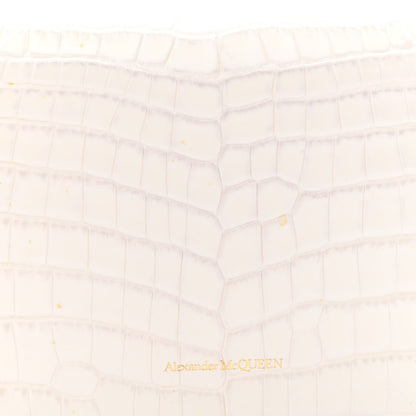 Alexander McQueen Calfskin Crocodile Embossed Skull Mini Crossbody Bag White 12 of 14