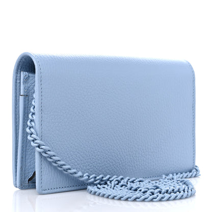 Gucci Dollar Calfskin Enamel Monochrome Mini GG Marmont Chain Wallet Porcelain Light Blue 3 of 9