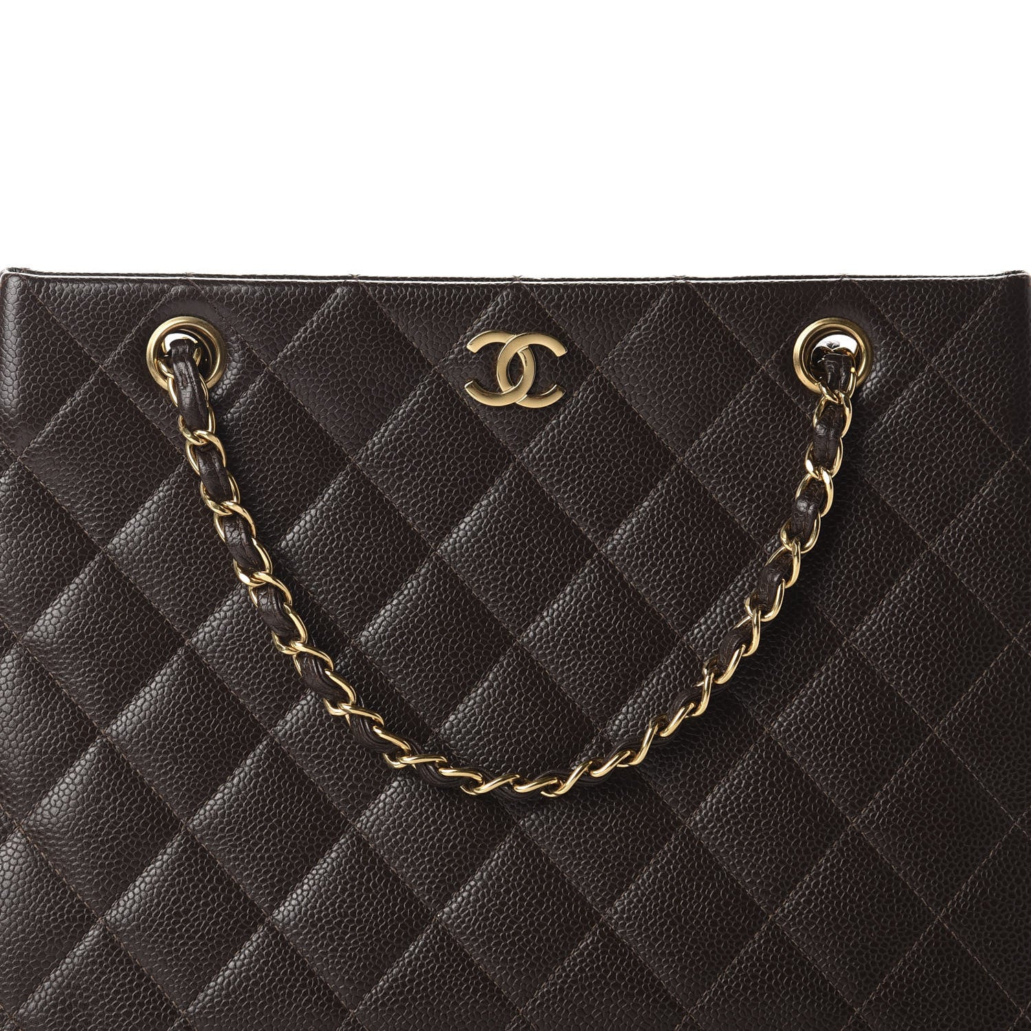 Chanel Caviar Quilted Shopper Tote Dark Brown 10 of 10