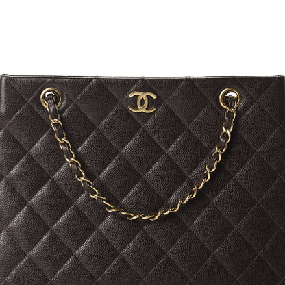 Chanel Caviar Quilted Shopper Tote Dark Brown 10 of 10