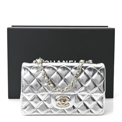 Chanel Hammered Metallic Calfskin Quilted Small Double Flap Silver 11 of 11