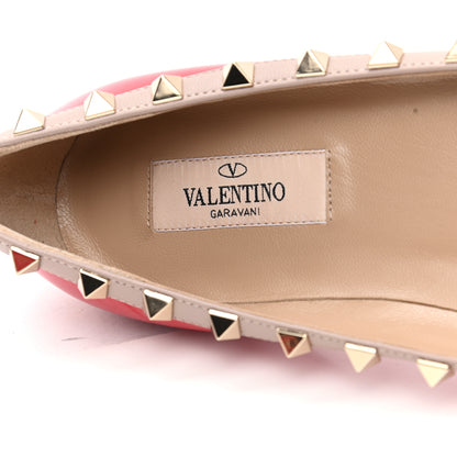 Valentino Garavani Patent Nappa Rockstud Ballerina Flats 37.5 Rouge Pur Poudre 7 of 9