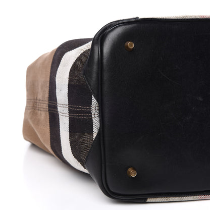 Burberry Canvas Mega Check Medium Ashby Hobo Black 9 of 12