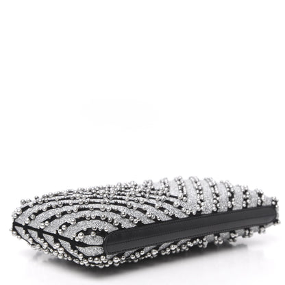 Chanel Mixed Fibers Pearl Evening Clutch Silver Black 4 of 11