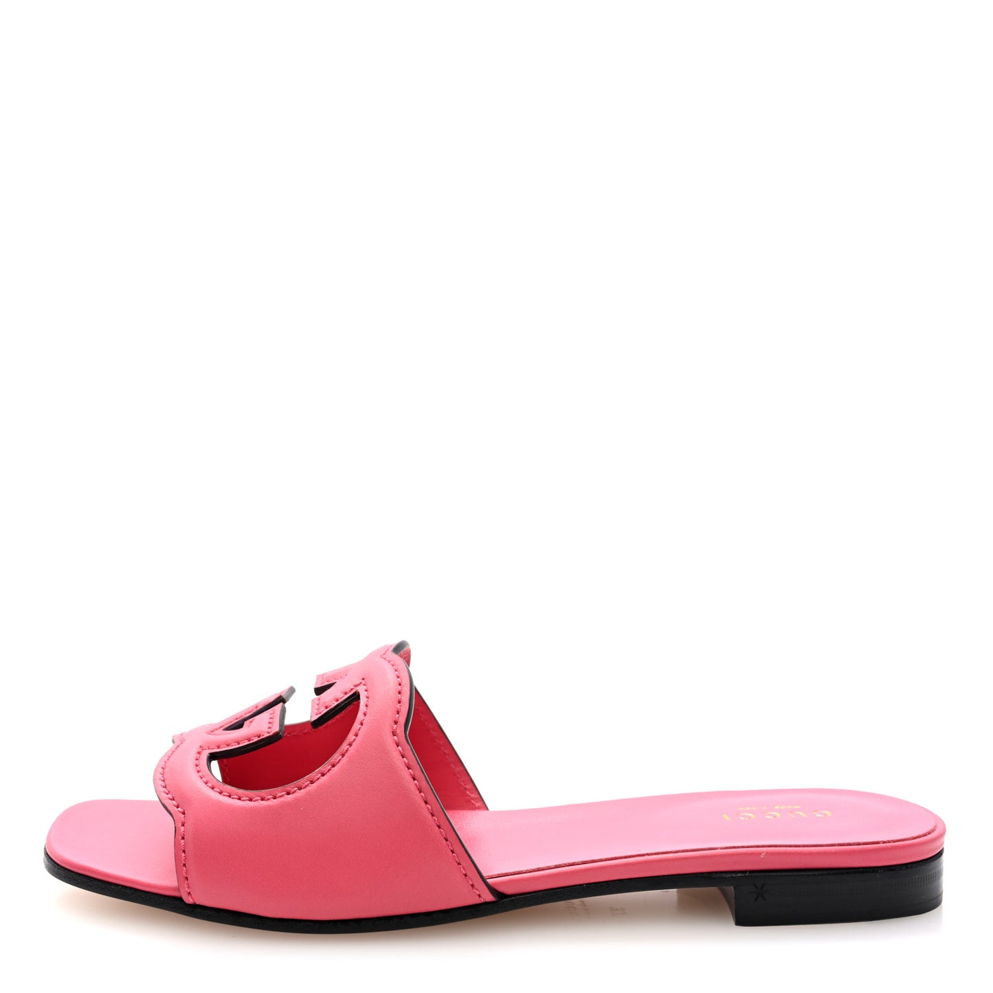 Cosmos Softy Calfskin Interlocking G Cut Out Slide Sandals 37 Rhodamine Pink