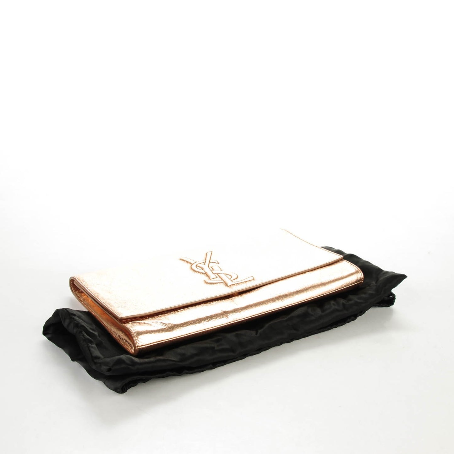 Metallic Calfskin Large Belle De Jour Clutch Rose Gold