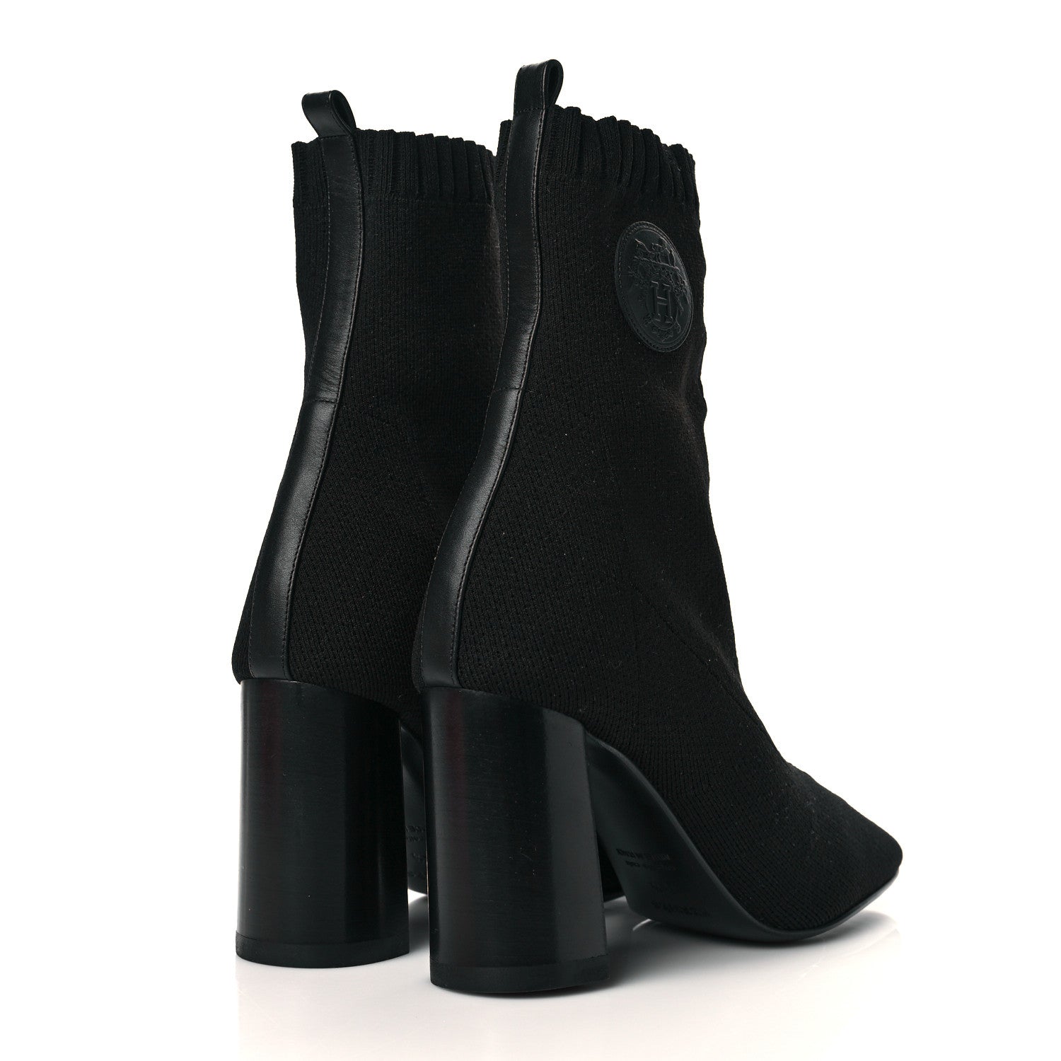 Hermes Knit Calfskin Volver Ankle Boots 38.5 Black 4 of 7