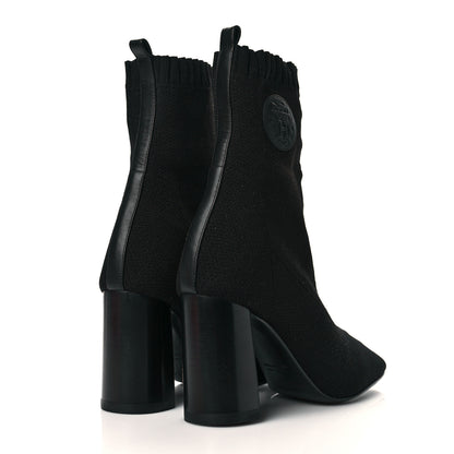 Hermes Knit Calfskin Volver Ankle Boots 38.5 Black 4 of 7