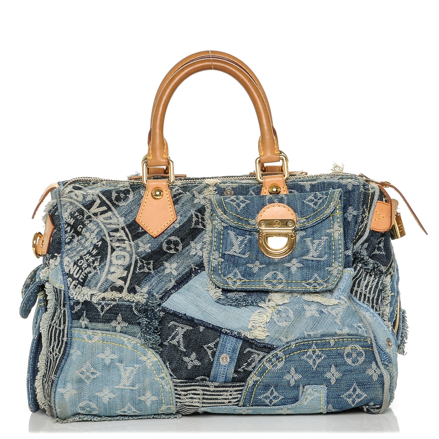 Louis Vuitton Denim Patchwork Speedy 30 Blue 1 of 7