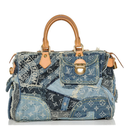 Louis Vuitton Denim Patchwork Speedy 30 Blue 1 of 7