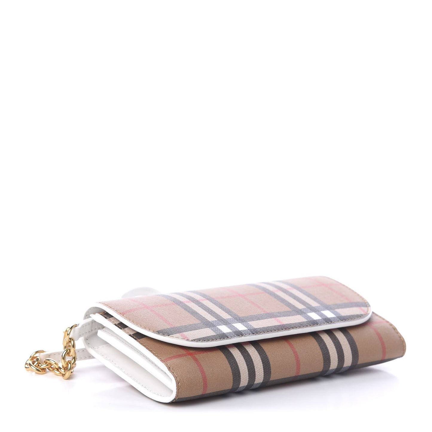 Vintage Check Henley Wallet On Chain Chalk White