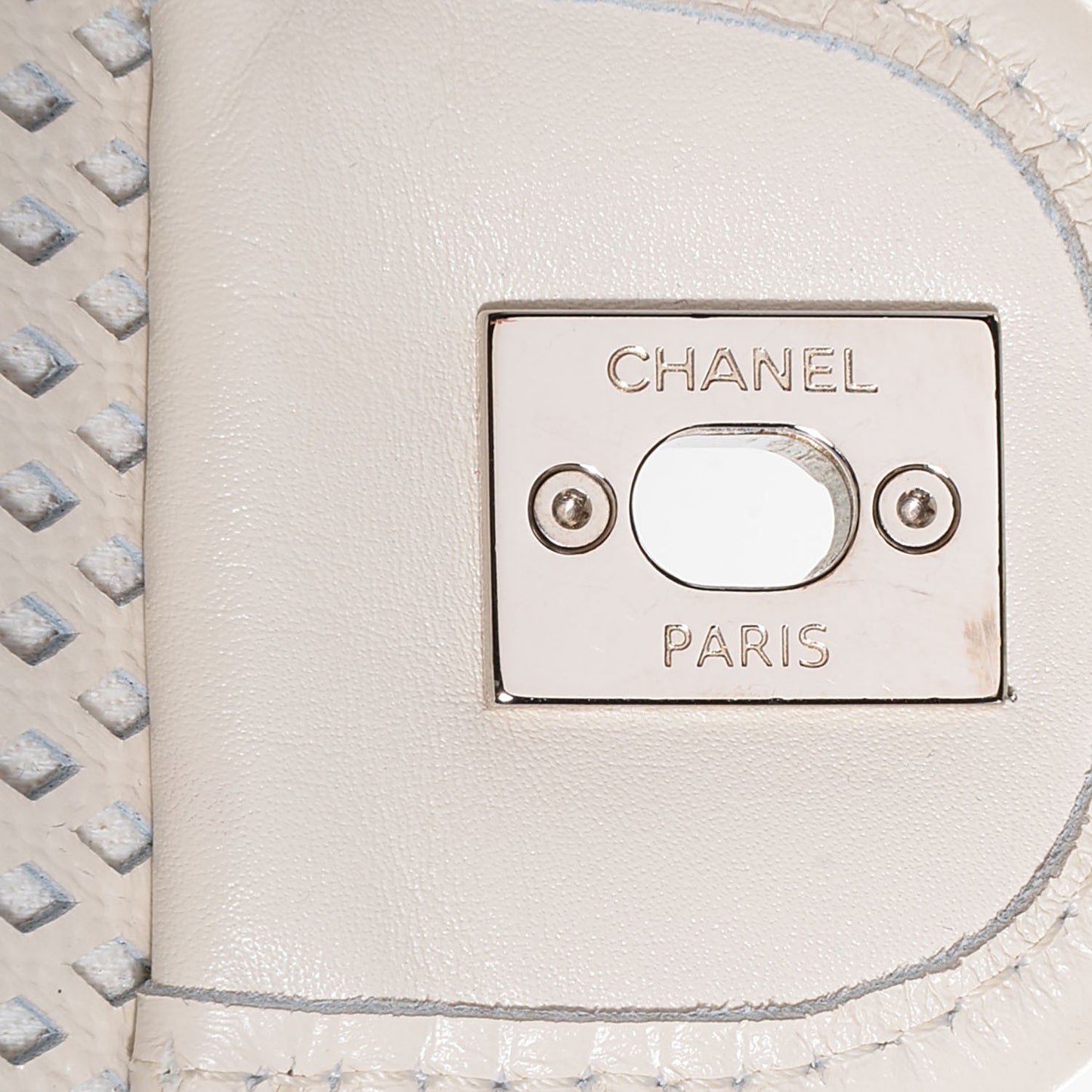 Perforated Calfskin Up In The Air Flap Ivory