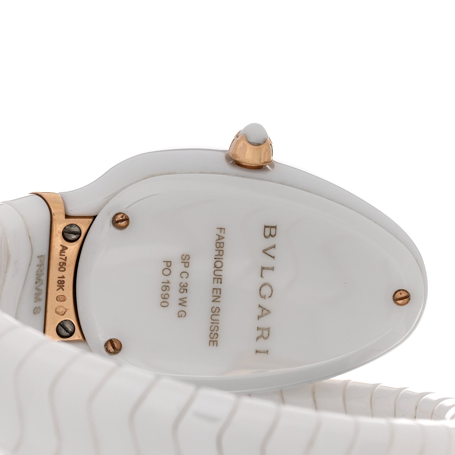 Bulgari 18K Rose Gold Ceramic Diamond Bezel 35mm Serpenti Tubogas Quartz Watch White 4 of 5