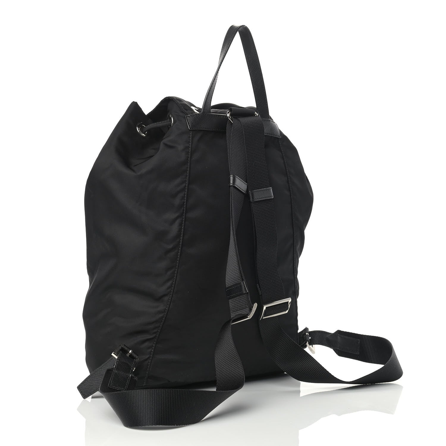 Prada Nylon Vela Saffiano Medium Cinch Backpack Black 2 of 11