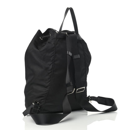 Prada Nylon Vela Saffiano Medium Cinch Backpack Black 2 of 11