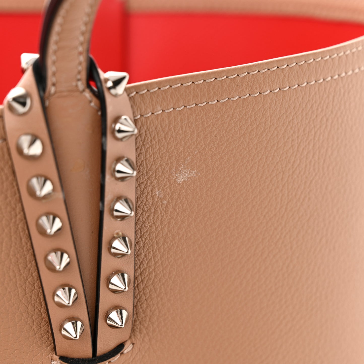 Calfskin Empire Spikes Small East West Cabata Tote Nude