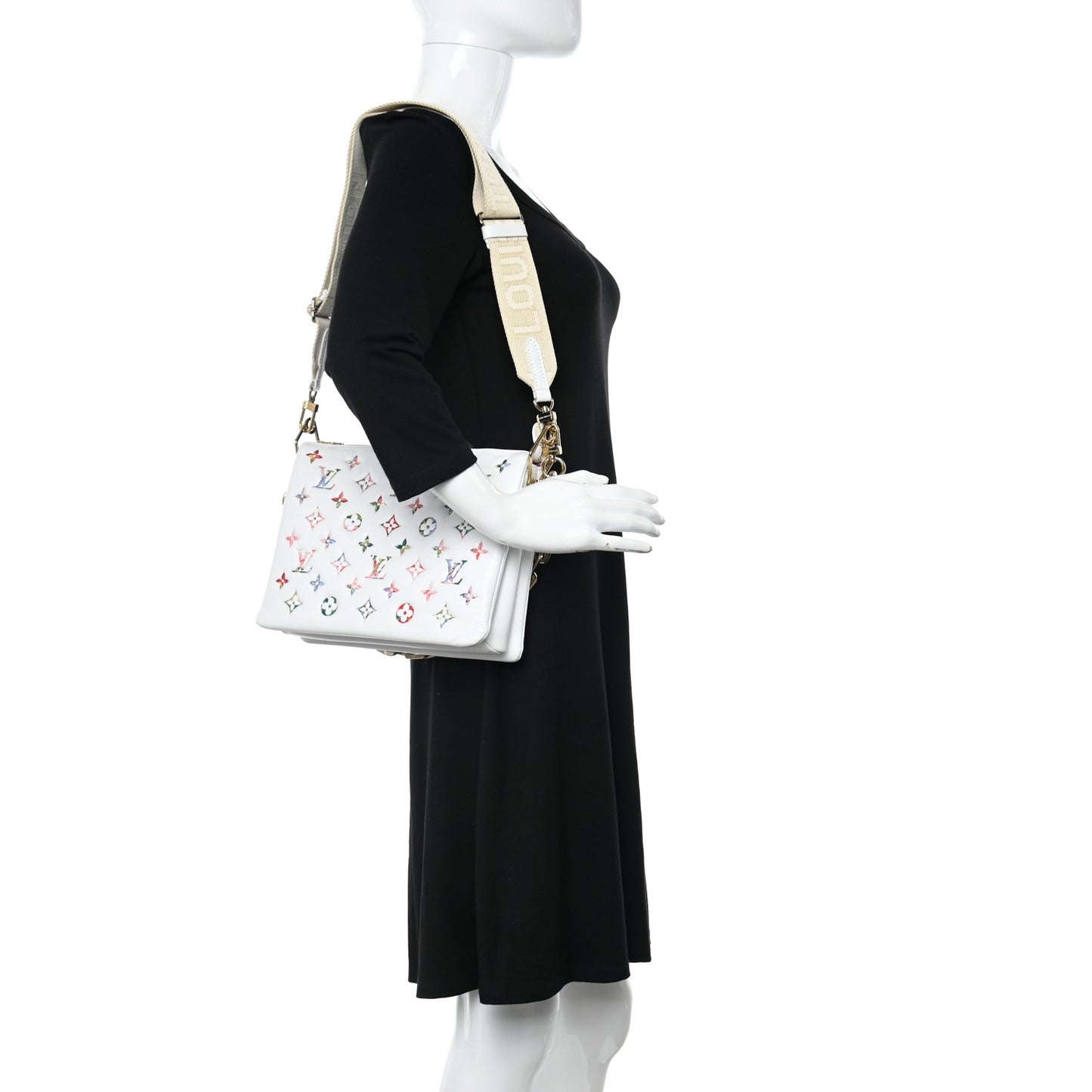 Lambskin Embossed Monogram LV Garden Coussin PM Cream
