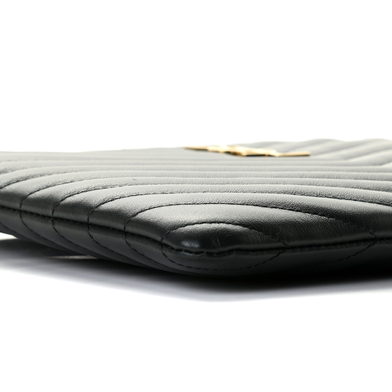 Saint Laurent Calfskin Matelasse Chevron Monogram A5 Wristlet Black 9 of 10