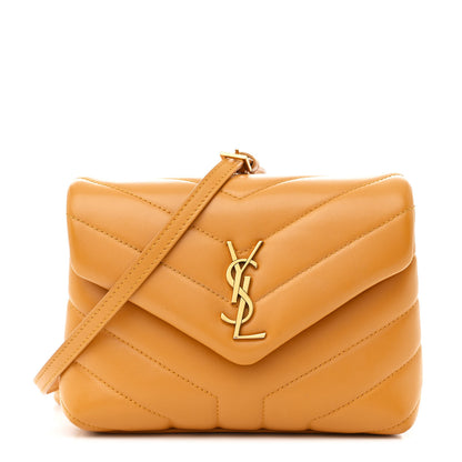 Saint Laurent Calfskin Y Quilted Monogram Toy Loulou Crossbody Bag Cheddar 1 of 12