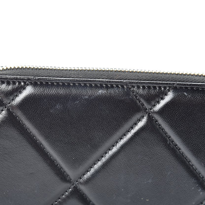 Chanel Lambskin Quilted Large Gusset Zipped Wallet Black 12 of 13