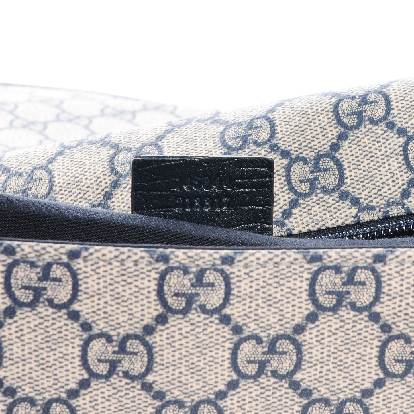 GG Plus Monogram Vintage Web Flap Messenger Bag Beige Navy Blue