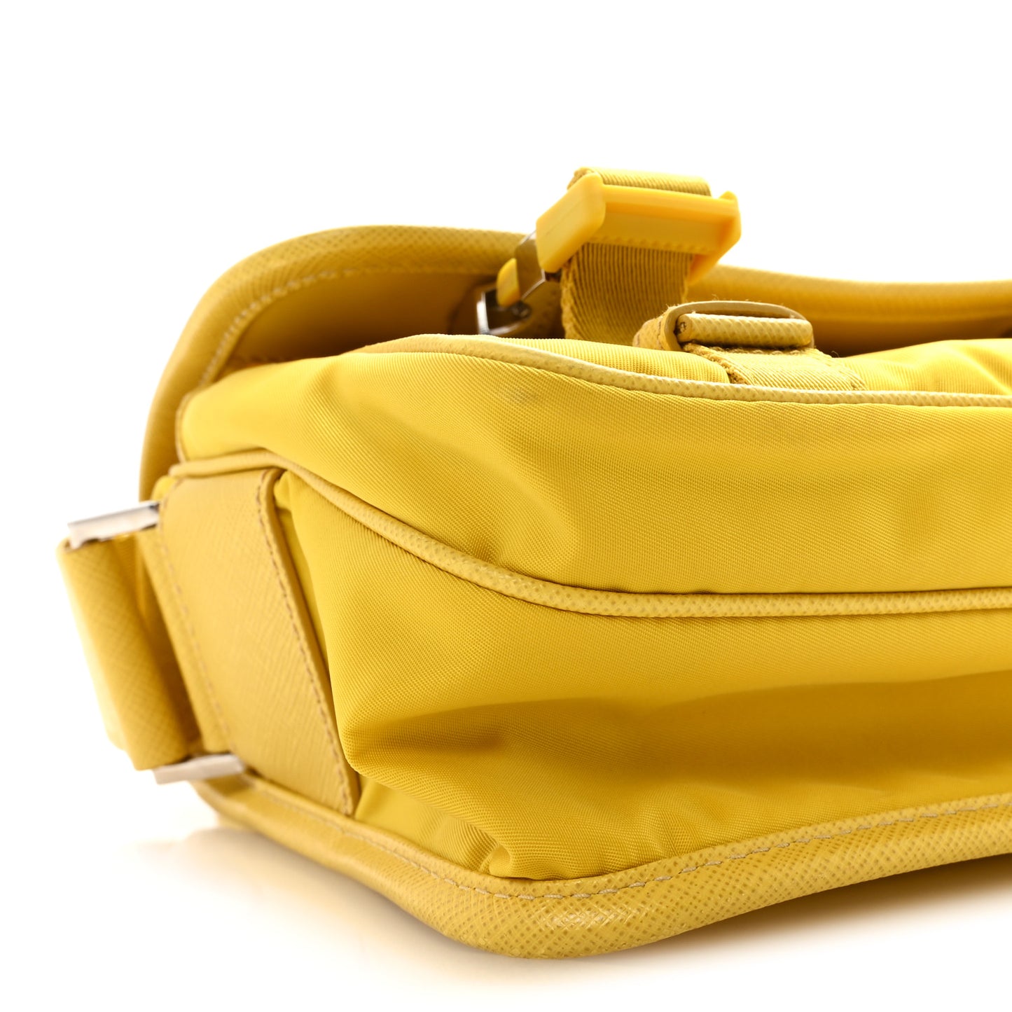Tessuto Nylon Saffiano Pocket Double Snap Buckle Messenger Shoulder Bag Giallo