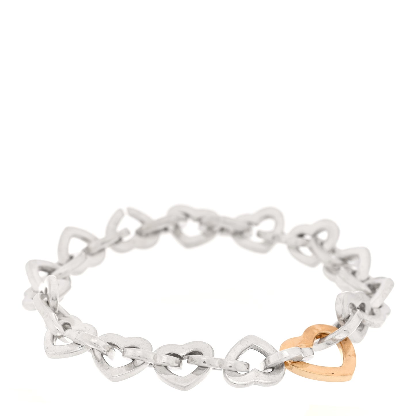 Sterling Silver 18K Yellow Gold Heart Links Bracelet