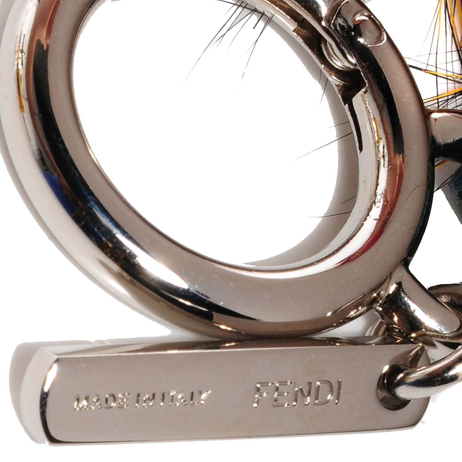 Fendi Fox Fur Vitello Lucy Junior Mini Monster Bag Bug Charm Ocean Multicolor Giallo 3 of 4