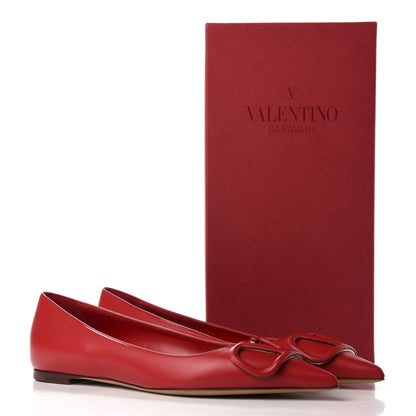 Valentino Garavani Nappa Vlogo Flats 38.5 Rouge Pur 10 of 10